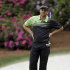 Sergio Garcia, of Spain, reacts to a missed putt on the 13th green during the first round of the Masters golf tournament Thursday, April 11, 2013, in Augusta, Ga. (AP Photo/Charlie Riedel)