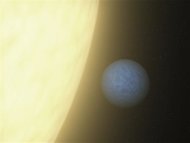 Vue d'artiste de la planète "55 Cancri e". Cette planète découverte par une équipe franco-américaine d'astronomes serait composée en grande partie de diamant. Elle tourne en orbite autour d'une étoile visible à l'oeil nu et située à environ 40 années-lumière de la Terre, dans la constellation du Cancer. /Image d'archives/REUTERS/NASA/JPL-Caltech