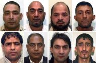 A combination of undated handout pictures released by Greater Manchester Police shows eight of nine men who were convicted of a variety of offences connected with a child sexual exploitation ring. (L-R top row) Adil Khan, Mohammed Amin, Abdul Rauf, Mohammed Sajid (L-R) bottom row Abdul Aziz, Abdul Qayyum, Hamid Safi and Kabeer Hassan. (AFP Photo/)