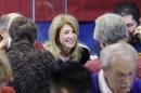 Texas Sen. Wendy Davis, D-Fort Worth, visits with volunteers manning a call center at her campaign headquarters, Tuesday, March 4, 2014, in Fort Worth, Texas. Texas is holding the nation's first primary election Tuesday with a political free-for-all in Republican races that could push the state further right, though Democrats are calling it the next big electoral battleground with Davis running for governor. (AP Photo/LM Otero)