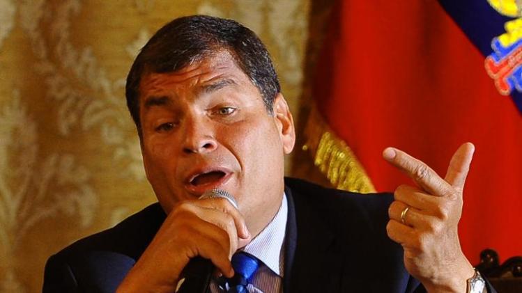 Ecuadorean President Rafael Correa speaks at the Carondelet presidential Palace in Quito on January 22, 2014