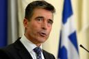 NATO General Secretary Anders Fogh Rasmussen speaks during a press conference in Athens on October 10, 2013