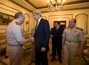 US Secretary of State John Kerry (C) meets with members&nbsp;&hellip;