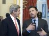 Sen. John Kerry D-Mass., speaks with actor Ben Affleck during a meeting with foreign relations members to discus the crisis in the Democratic Republic of Congo on Capitol Hill in Washington on Wednesday, Dec. 19, 2012. (AP Photo/Jose Luis Magana)