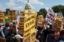 Anti-war protesters rally in Washington during a demonstration against US intervention in Syria, on September 7, 2013