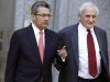 Former Goldman Sachs director Rajat Gupta, left, and his attorney Gary P. Naftalis, leave federal court in New York, Friday, June 15, 2012. Gupta, accused of feeding confidential information to a corrupt hedge fund manager, has been convicted of conspiracy and three counts of securities fraud. (AP Photo/Richard Drew)