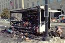 A burned-out souvenir truck that sparked a security alert at the White House is pictured in Washington