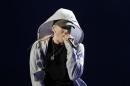 U.S. rapper Eminem performs during the Abu Dhabi F1 Grand Prix After Race closing concert at the du Arena on Yas Island