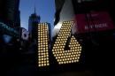 The New Year's Eve "16" numerals arrive in Times Square in New York