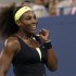 Serena Williams of the U.S. celebrates after defeating Ana Ivanovic of Serbia during their women's quarter-final match at the US Open tennis tournament in New York