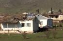 A video grab made on April 2, 2016, reportedly shows a damaged house in the Armenian-seized Azerbaijani region of Nagorny Karabakh after clashes between Armenian and Azeri forces