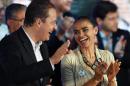 Then Brazilian presidential and vice presidential candidates for the Socialist Party (PSB) Eduardo Campos and Marina Silva are seen in Brasilia on April 14, 2014