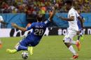 England's Daniel Sturridge, right, is challenged by Italy's Gabriel Paletta during the group D World Cup soccer match between England and Italy at the Arena da Amazonia in Manaus, Brazil, Saturday, June 14, 2014. (AP Photo/Matt Dunham)