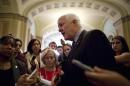 Cornyn talks with reporters after the weekly Republican caucus luncheon at the U.S. Capitol in Washington