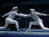 FILE - In this Aug. 12, 2012 file photo Italy's Irene Vecchi, left, competes with Britain's Sophie Williams during women's individual sabre fencing at the 2012 Summer Olympics in London. The inaugural European Games in Baku in 2015 have been approved. The European Olympic Committees voted Saturday, Dec. 8, 2012 to create the multi-sport event in June 2015. The capital of Azerbaijan was the sole candidate. The secret ballot passed with 38 in favor, eight against and three abstaining. (AP Photo/Andrew Medichini, File)