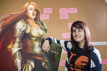 Erin McCarty, a software engineer at social gaming company Kabam, stands for a portrait at the company's headquarters in San Francisco, California December 19, 2012. REUTERS/Stephen Lam