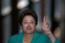 Brazil's President Dilma Rousseff, who is running for re-election with the Workers Party, PT, speaks during a campaign news conference at the Alvorada Palace, in Brasilia, Brazil, Monday, Oct. 13, 2014. President Rousseff will face challenger Aecio Neves in a second-round vote in Brazil's most unpredictable presidential election since the nation's return to democracy nearly three decades ago. (AP Photo/Eraldo Peres)
