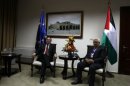 Palestinian president Mahmud Abbas (R) meets with European Commission chief Jose Manuel Barroso (L)