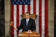 Speaker of the House John Boehner bangs the gavel during the first day of the 113th Congress at the Capitol in Washington January 3, 2013. REUTERS/Kevin Lamarque