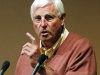 FILE - In this Sept. 14, 2011, file photo, Hall of Famer Bob Knight gestures during a speech at Butler University in Indianapolis. Knight is selling his championship basketball rings and Olympic gold medal. A collection of the former coach's memorabilia will be auctioned through Dec. 5, 2012, by Steiner Sports Memorabilia. (AP Photo/Michael Conroy, File)