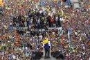 Venezuela's opposition presidential candidate Henrique Capriles speaks to supporters during a campaign rally in Caracas