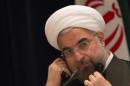Iran's President Hassan Rouhani takes questions from journalists during a news conference in New York
