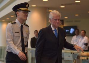 Former US president Bill Clinton arrives at the University …