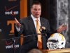 Butch Jones, Tennessee's new head football coach, speaks during an NCAA college football new conference on Friday, Dec. 7, 2012, in Knoxville, Tenn. The Vols' introduced Jones on Friday as its successor to Derek Dooley, who was fired Nov. 18 after going 15-21 in three seasons. (AP Photo/Wade Payne)
