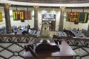 The opening bell is seen as traders work at Egyptian stock exchange in Cairo