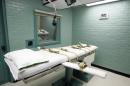 FILE - The gurney in the death chamber is shown in this May 27, 2008 file photo from Huntsville, Texas. Anti-death penalty advocates believe, Texas and other states are trumping up the possibility of violence to avoid having to disclose their name of suppliers, ensuring they can keep buying the drugs they need to put condemned inmates to death. (AP Photo/Pat Sullivan, File)