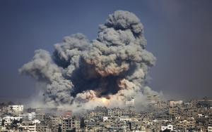 Smoke and fire from the explosion of an Israeli strike &hellip;