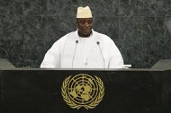 Gambian President Yahya Jammeh speaks at the UN General Assembly on September 27, 2013 in New York (AFP Photo/Andrew Burton)