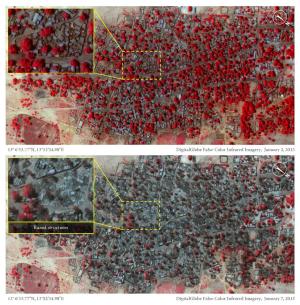 Satellite images from January 2, 2015 (top) and January …