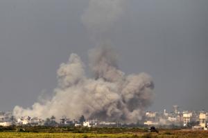 A picture taken from the Israel-Gaza border shows smoke&nbsp;&hellip;