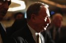 New York City Mayor Bloomberg exits following speech to Real Estate Board of New York in New York