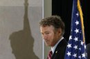 Senator Rand Paul leaves podium after his speech to the Faith & Freedom Coalition Road to Majority Conference Kickoff Luncheon in Washington