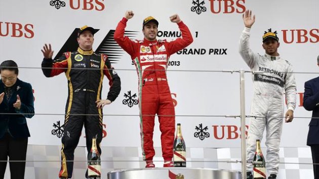 2013 Chinese GP Ferrari Alonso Lotus Räikkönen Mercedes Hamilton