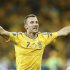Ukraine's Shevchenko celebrates after winning their Group D Euro 2012 soccer match against Sweden at the Olympic stadium in Kiev
