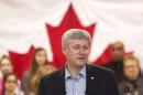 Prime Minister Stephen Harper makes an announcement regarding financing for small businesses in St. Catharines, Ontario