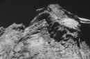 The picture taken with the navigation camera on Rosetta and released by the European Space Agency ESA shows a raised plateau on the larger lobe of Comet 67P/Churyumov–Gerasimenko. It was captured from a distance of 9.8 km from the center of the comet (7.8 km / 4.8 miles from the surface) Oct. 24, 2014. On Wednesday, Nov. 12, 2014 the Philae lander will be detached from Rosetta to land on the comet. (AP Photo/ESA)