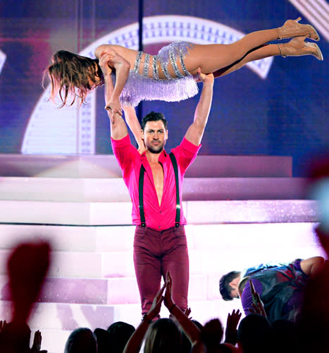 Maksim Chmerkovskiy Lifts Jennifer Lopez Above His Head at AMAs, Calls Performance "Stressful"