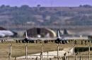 US airforce F-16 warplanes lining to take off from the Incirlik Airbase in Turkey, January 10, 2001