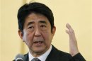 Shinzo Abe, the head of Japan's main opposition Liberal Democratic Party, speaks during a lecture in Tokyo