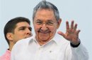 Cuba's President Raul Castro salutes at the May Day parade in Havana's Revolution Square