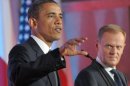 Polish PM Donald Tusk (right) said the reputation of the United States was at stake over Obama's gaffe