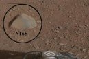 This mosaic image with a close-up inset, taken prior to the test, shows the rock chosen as the first target for NASA's Curiosity rover to zap with its Chemistry and Camera (ChemCam) instrument, on Mars