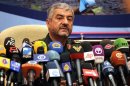Iranian Revolutionary Guards commander Mohammad Ali Jafari holds a press conference in Tehran on September 16, 2012