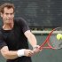 Andy Murray of Britain hits the ball while practicing at the BNP Paribas Open ATP tennis tournament in Indian Wells, California