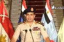This image made from video shows Lt. Gen. Abdel-Fattah el-Sissi addressing the nation on Egyptian State Television Wednesday, July 3, 2013. Egypt's military chief says president is replaced by chief justice of constitutional court. (AP Photo/Egyptian State Television)