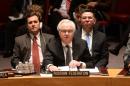 Russian Ambassador to the UN Vitaly Churkin speaks prior to a vote on a resolution on Ukraine during a UN Security Council emergency meeting at United Nations headquarters in New York on March 15, 2014